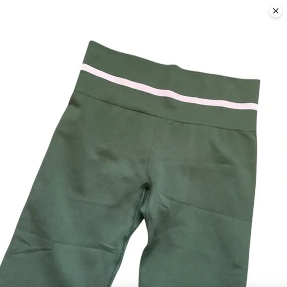 The Upside Form Seamless Midi Leggings Olive Green with Pink Stripe Size M - Picture 4 of 11